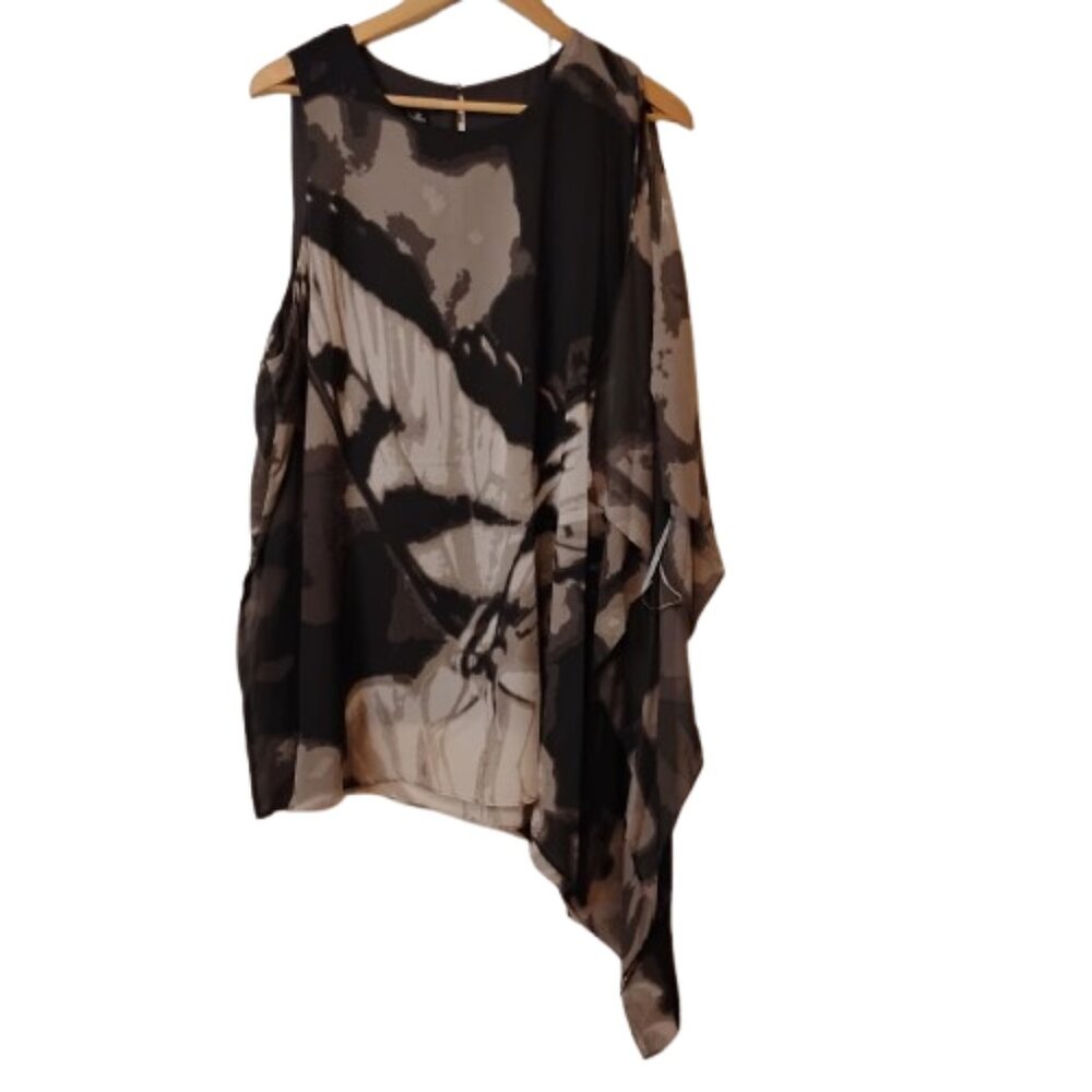 Alfani Women's Desert Ivy Scenic Butterfly Flowy Blouse Top Size 3X Plus